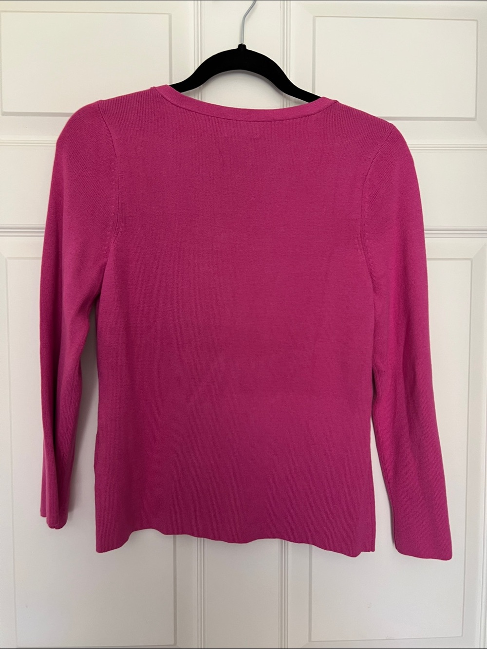 Sigrid Olsen Hot Pink Scoop Neck Sweater with Bow Accent - Picture 2 of 4